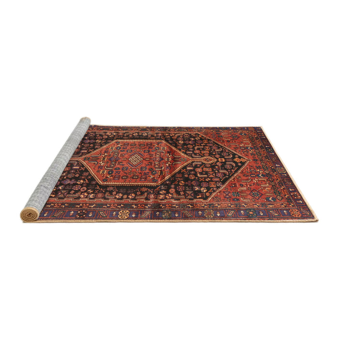 Sideview of Machine Washable Traditional Saffron Red Rug, wshtr3879