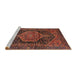 Sideview of Machine Washable Traditional Saffron Red Rug, wshtr3879