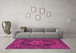 Machine Washable Persian Pink Traditional Rug in a Living Room, wshtr3879pnk