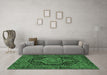 Machine Washable Persian Emerald Green Traditional Area Rugs in a Living Room,, wshtr3879emgrn