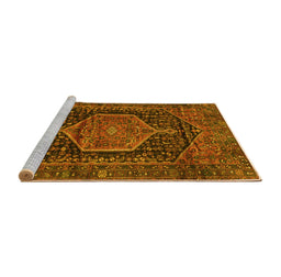 Sideview of Machine Washable Persian Yellow Traditional Rug, wshtr3879yw