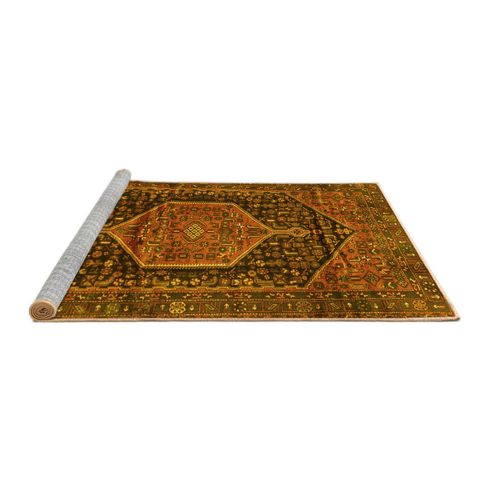 Sideview of Machine Washable Persian Yellow Traditional Rug, wshtr3879yw