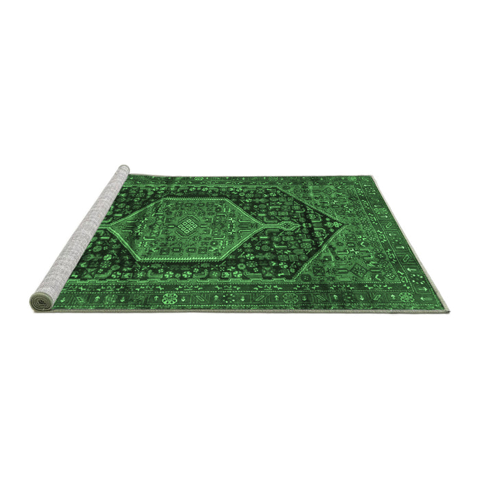 Sideview of Machine Washable Persian Emerald Green Traditional Area Rugs, wshtr3879emgrn