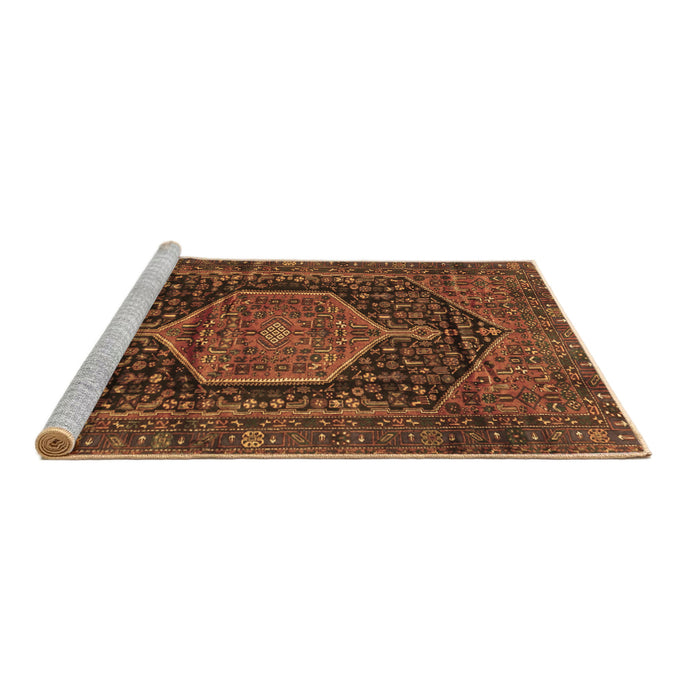Sideview of Machine Washable Persian Brown Traditional Rug, wshtr3879brn