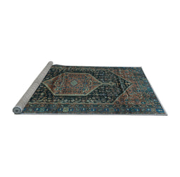 Sideview of Machine Washable Persian Light Blue Traditional Rug, wshtr3879lblu
