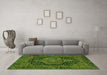 Machine Washable Persian Green Traditional Area Rugs in a Living Room,, wshtr3879grn