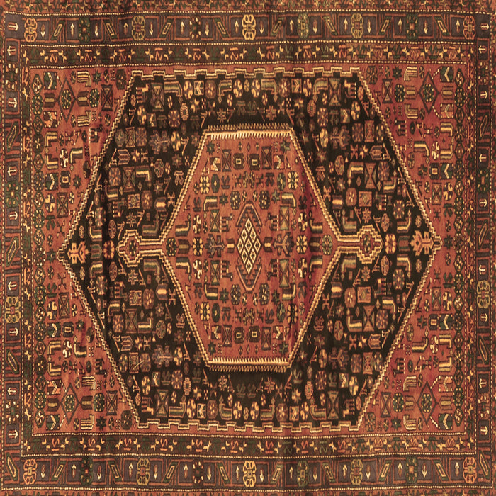 Square Machine Washable Persian Brown Traditional Rug, wshtr3879brn