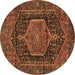 Round Persian Brown Traditional Rug, tr3879brn