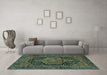 Machine Washable Persian Turquoise Traditional Area Rugs in a Living Room,, wshtr3879turq