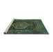 Sideview of Machine Washable Persian Turquoise Traditional Area Rugs, wshtr3879turq