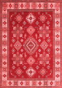 Geometric Red Traditional Rug, tr387red