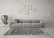Machine Washable Geometric Gray Traditional Rug in a Living Room,, wshtr387gry