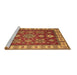 Sideview of Machine Washable Geometric Brown Traditional Rug, wshtr387brn