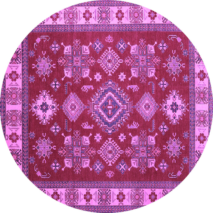 Round Machine Washable Geometric Purple Traditional Area Rugs, wshtr387pur