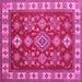 Square Geometric Pink Traditional Rug, tr387pnk