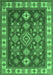 Machine Washable Geometric Emerald Green Traditional Area Rugs, wshtr387emgrn