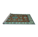 Sideview of Machine Washable Geometric Light Blue Traditional Rug, wshtr387lblu