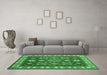 Machine Washable Geometric Emerald Green Traditional Area Rugs in a Living Room,, wshtr387emgrn