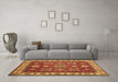 Machine Washable Geometric Brown Traditional Rug in a Living Room,, wshtr387brn