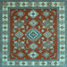 Square Machine Washable Geometric Light Blue Traditional Rug, wshtr387lblu