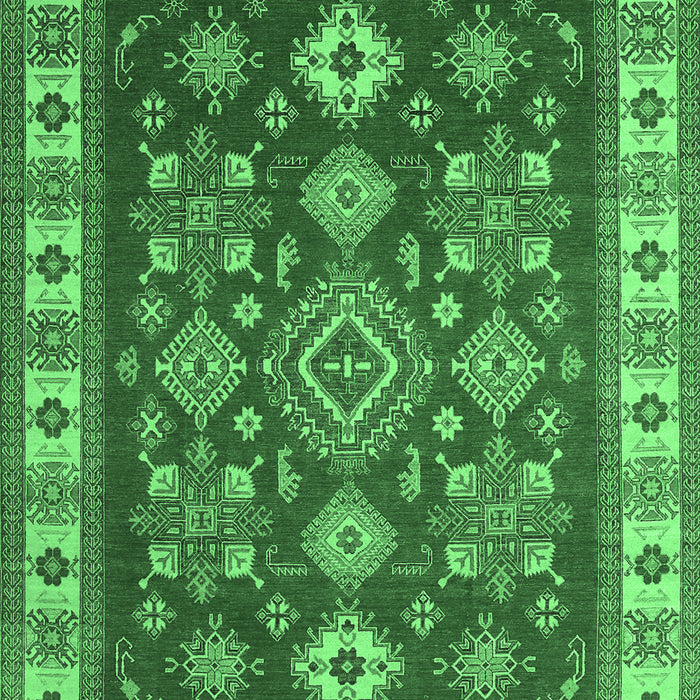 Geometric Emerald Green Traditional Rug, tr387emgrn