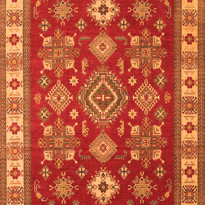 Serging Thickness of Machine Washable Geometric Orange Traditional Area Rugs, wshtr387org