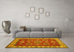 Machine Washable Geometric Yellow Traditional Rug in a Living Room, wshtr387yw