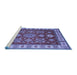 Sideview of Machine Washable Geometric Blue Traditional Rug, wshtr387blu