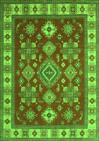 Geometric Green Traditional Rug, tr387grn