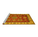 Sideview of Machine Washable Geometric Yellow Traditional Rug, wshtr387yw