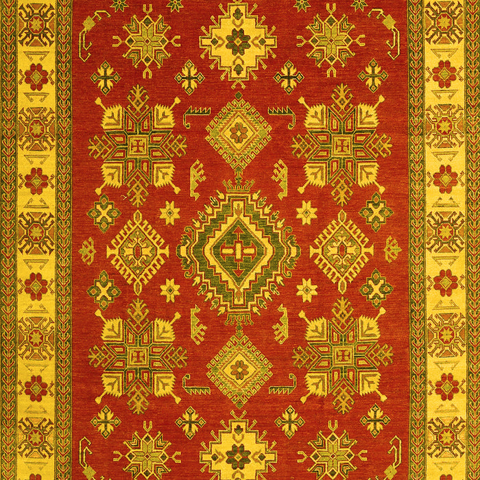 Machine Washable Geometric Yellow Traditional Rug, wshtr387yw