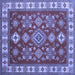 Square Geometric Blue Traditional Rug, tr387blu