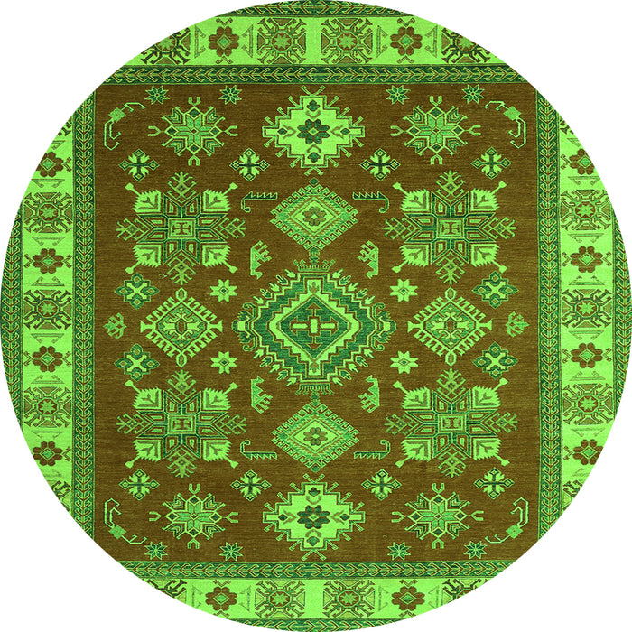 Square Geometric Green Traditional Rug, tr387grn