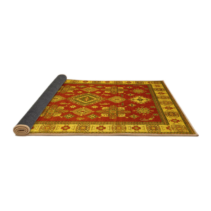 Sideview of Geometric Yellow Traditional Rug, tr387yw
