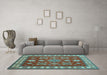 Machine Washable Geometric Light Blue Traditional Rug in a Living Room, wshtr387lblu