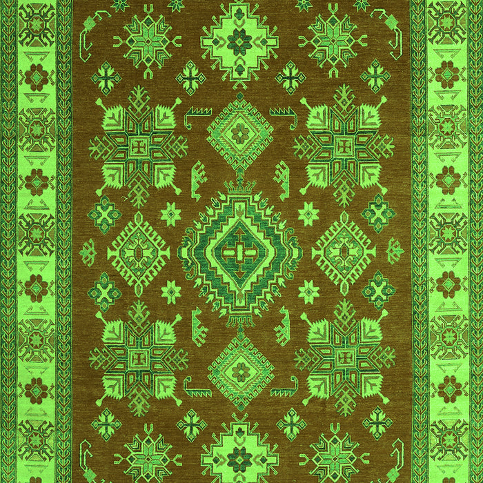 Serging Thickness of Machine Washable Geometric Green Traditional Area Rugs, wshtr387grn