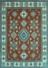 Geometric Light Blue Traditional Rug, tr387lblu