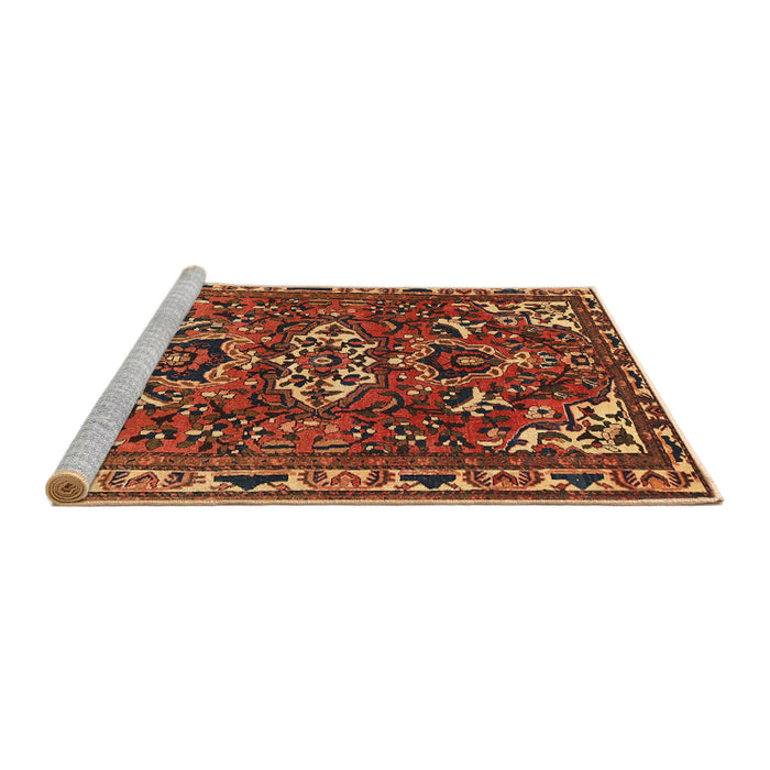 Sideview of Machine Washable Traditional Saffron Red Rug, wshtr388