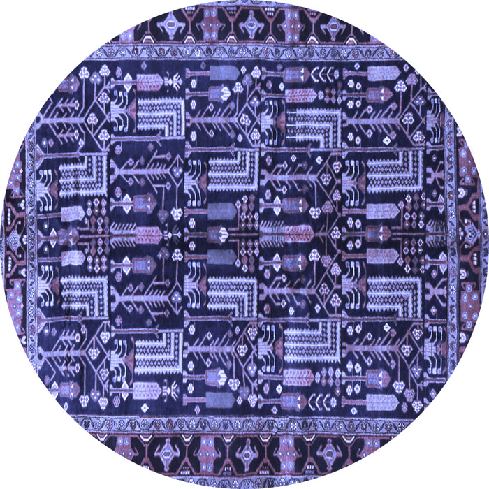 Round Persian Blue Traditional Rug, tr3880blu