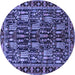 Round Persian Blue Traditional Rug, tr3880blu