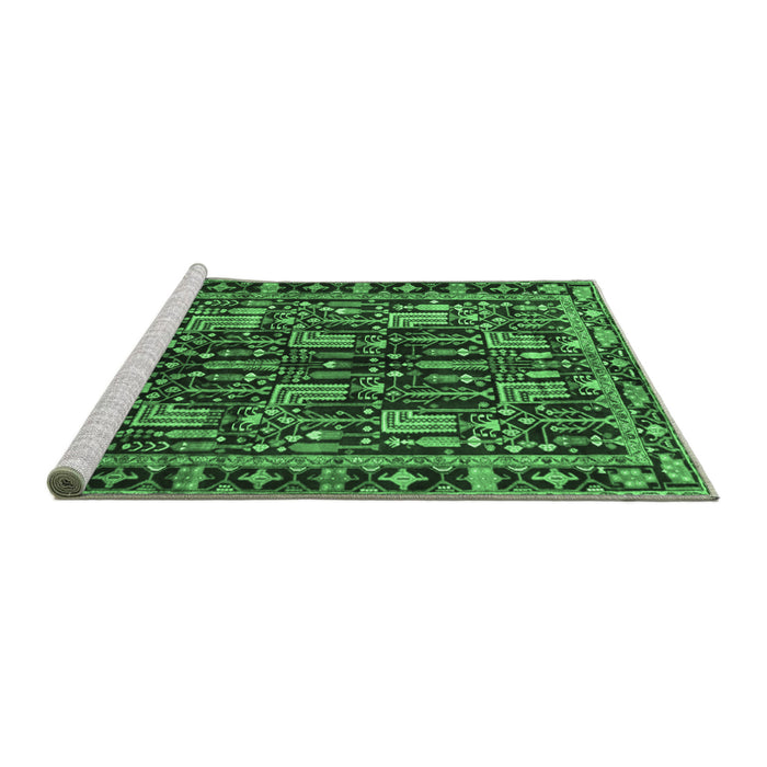 Sideview of Machine Washable Persian Emerald Green Traditional Area Rugs, wshtr3880emgrn