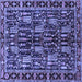 Square Machine Washable Persian Blue Traditional Rug, wshtr3880blu