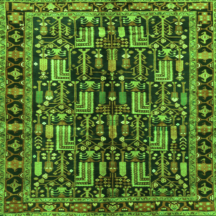 Round Machine Washable Persian Green Traditional Area Rugs, wshtr3880grn