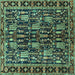 Square Machine Washable Persian Turquoise Traditional Area Rugs, wshtr3880turq