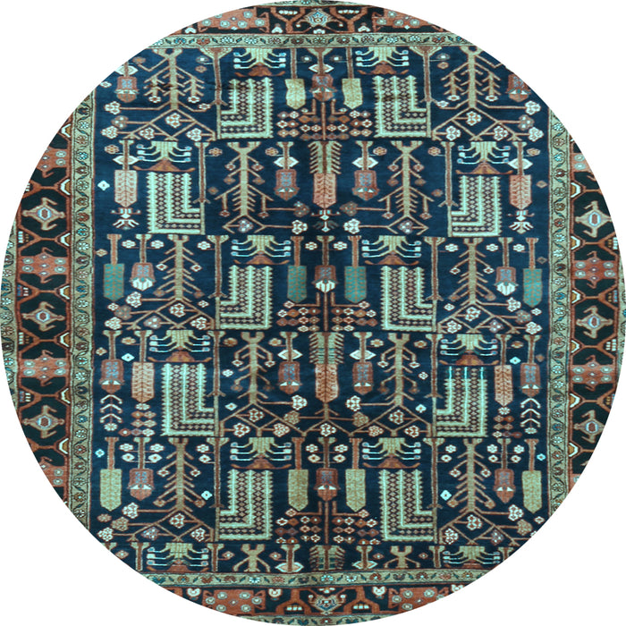 Round Machine Washable Persian Light Blue Traditional Rug, wshtr3880lblu