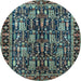 Round Persian Light Blue Traditional Rug, tr3880lblu