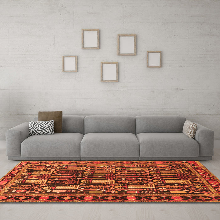 Machine Washable Persian Orange Traditional Area Rugs in a Living Room, wshtr3880org