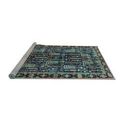 Sideview of Machine Washable Persian Light Blue Traditional Rug, wshtr3880lblu