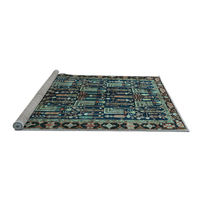 Sideview of Machine Washable Persian Light Blue Traditional Rug, wshtr3880lblu