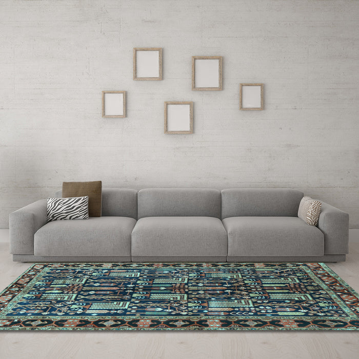 Machine Washable Persian Light Blue Traditional Rug in a Living Room, wshtr3880lblu